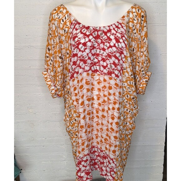 joie Lidia Dress Flame Orange Multi M Cottage Boho Summer Artsy Twee Coquette - Picture 4 of 9